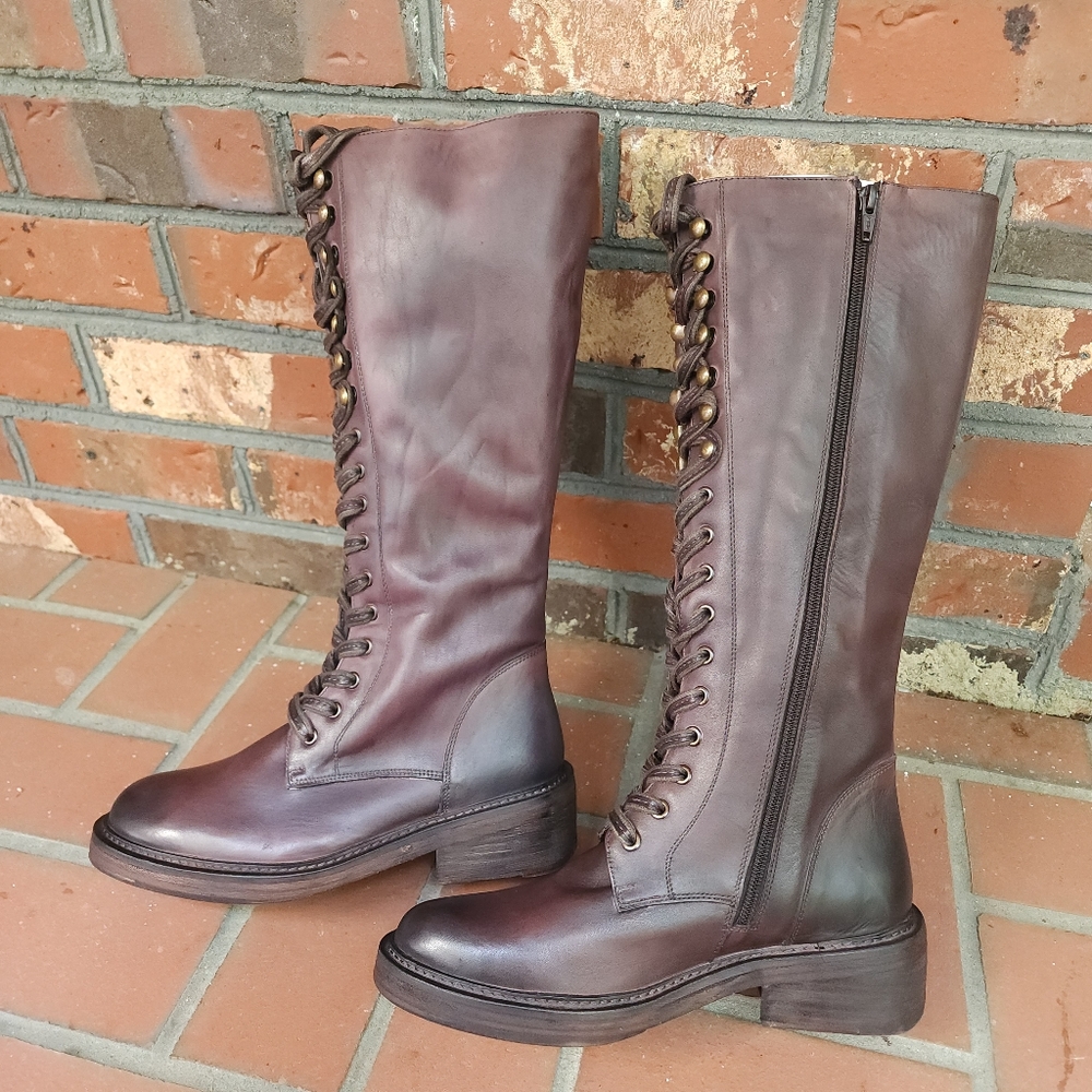 Vintage Foundry Distressed Riding Boots Brick Brown